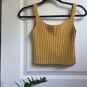 Yellow Ribbed Crop Top